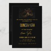 黒エレガント仮装クインセアニラ15誕生日 招待状 (正面/裏面)