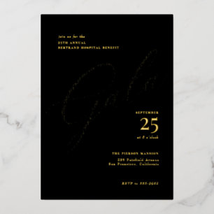 黒エレガント企業のタイ書道ガラ 箔招待状