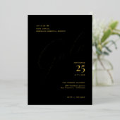 黒エレガント企業のタイ書道ガラ 箔招待状 (立ち正面)