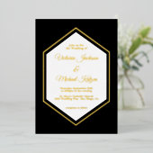 黒エレガント伝統的金フォイル結婚ズフォイル 箔招待状 (立ち正面)
