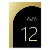 黒エレガント光沢金ゴールド結婚のテーブル番号 テーブルナンバー (正面)