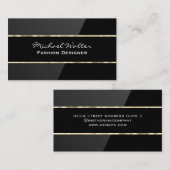 黒エレガント光沢 |金ゴールドトリム 名刺 (正面/裏面)