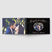 黒エレガント写モダン真ハートカスタムウェディング ゲストブック (全面)