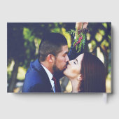 黒エレガント写モダン真ハートカスタムウェディング ゲストブック (裏面)