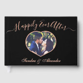 黒エレガント写モダン真ハートカスタムウェディング ゲストブック (正面)