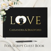 黒エレガント写モダン真ハートカスタムウェディング ゲストブック