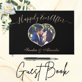 黒エレガント写モダン真ハートカスタムウェディング ゲストブック