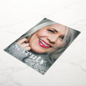 黒エレガント写モダン真70誕生日 箔招待状 (回転した状態)