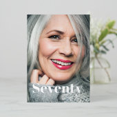 黒エレガント写モダン真70誕生日 箔招待状 (立ち正面)