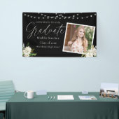 黒エレガント写真フローラ卒業 横断幕 (トレードショー)