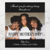 黒エレガント写真幸せな母の日 ワインラベル (シングルラベル)