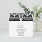 黒エレガント刻みフェイクフローラダマスク結婚式 招待状 (スタンド正面)