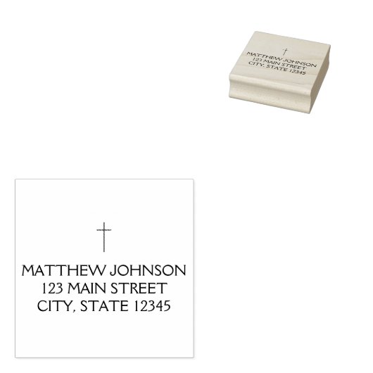 黒エレガント十字名の住所 ラバースタンプ (押印)