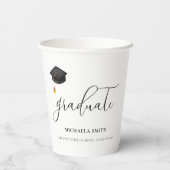 黒エレガント卒業キャップ卒業生 紙コップ (裏面)