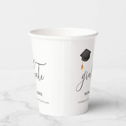 黒エレガント卒業キャップ卒業生 紙コップ (右)