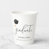 黒エレガント卒業キャップ卒業生 紙コップ (正面)