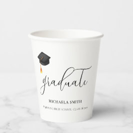 黒エレガント卒業キャップ卒業生 紙コップ