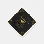 黒エレガント卒業ナプキンスの金ゴールド紙吹雪 スタンダードカクテルナプキン (角)