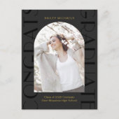 黒エレガント卒業パーティー写真招待状 案内ポストカード (正面)
