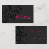 黒エレガント単色フローラ旋回 名刺 (正面/裏面)