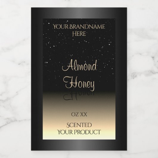 黒エレガント及びクリーム製品ラベルソフトグリッター フードラベル (シングルラベル)