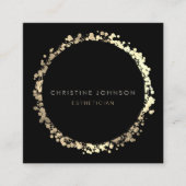 黒エレガント及びフェイク金ゴールド箔 スクエア名刺 (正面)