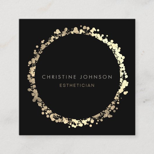 黒エレガント及びフェイク金ゴールド箔 スクエア名刺 (正面)