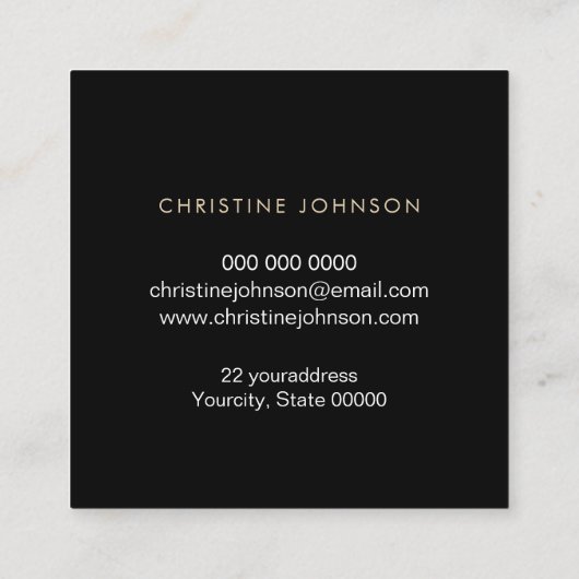 黒エレガント及びフェイク金ゴールド箔 スクエア名刺 (裏面)