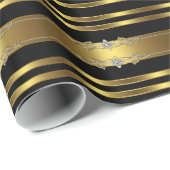 黒エレガント及び金ゴールドギフト包装紙 ラッピングペーパー (ロールコーナー)