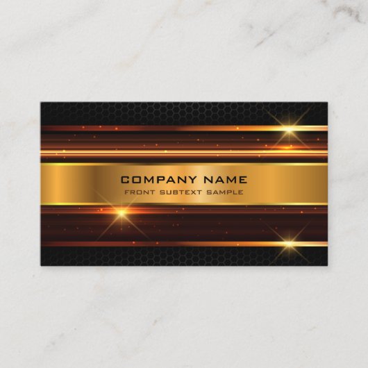黒エレガント及び金ゴールド金属幾何学デザイン 名刺 (正面)