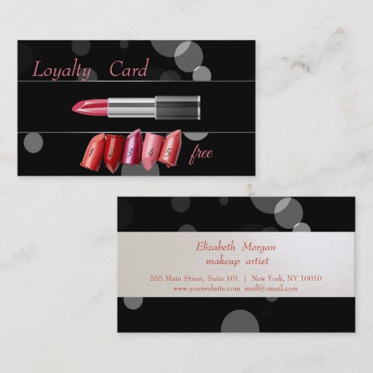 黒エレガント口紅ロイヤリティカード ロイヤリティカード (正面/裏面)