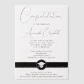 黒エレガント台本スタイリッシュ卒業パーティー ベラム紙招待状 (正面)