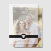 黒エレガント台本スタイリッシュ卒業パーティー ベラム紙招待状 (オフセット (カップル))