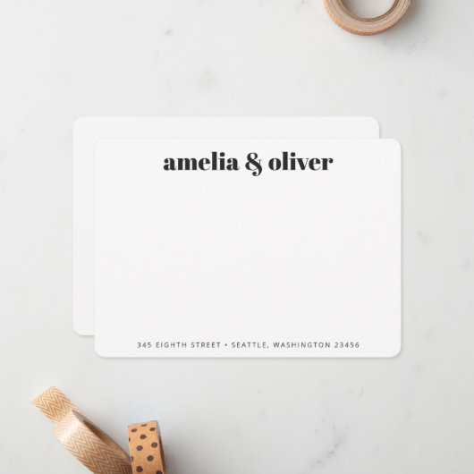 黒エレガント名はっきりしたアドカスタムレ ノートカード (正面/裏面インサイチュ)