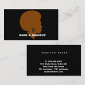 黒エレガント名刺アフロヘアーヘアスタイル 名刺 (正面/裏面)