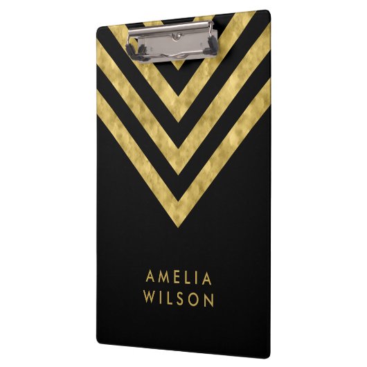 黒エレガント名金ゴールドフェイクシェブロン クリップボード (左)