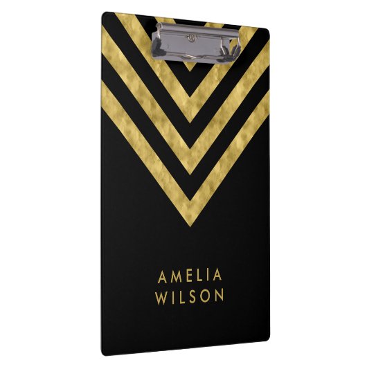黒エレガント名金ゴールドフェイクシェブロン クリップボード (右)