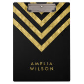 黒エレガント名金ゴールドフェイクシェブロン クリップボード (正面)