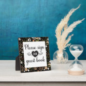 黒エレガント国ウェディングゲストブックサイン フォトプラーク (インサイチュ)