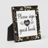 黒エレガント国ウェディングゲストブックサイン フォトプラーク (正面)