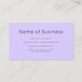 黒エレガント大理石と金ゴールドシンプルライトパープル 名刺 (裏面)