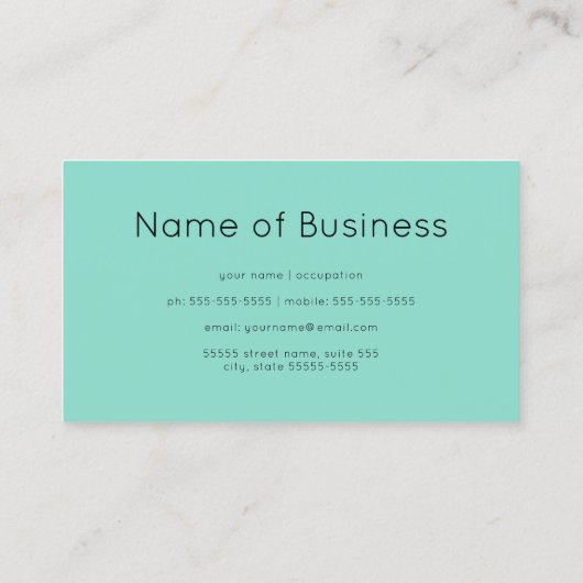 黒エレガント大理石と金ゴールドミントシンプルグリーン 名刺 (裏面)