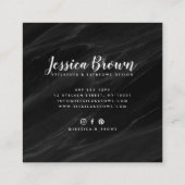 黒エレガント大理石の眉毛まつげエクステンション スクエア名刺 (裏面)