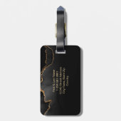 黒エレガント大理石アゲートモノグラムカスタム ラゲッジタグ (裏面縦)