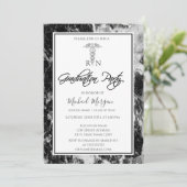 黒エレガント大理石ナース卒業パーティー 招待状 (スタンド正面)