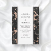 黒エレガント大理石バラ金ゴールド結婚ズ 招待状