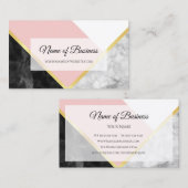 黒エレガント大理石ピンクカラーブロック金ゴールドストライプ 名刺 (正面/裏面)