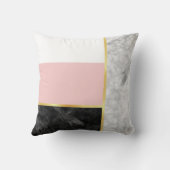 黒エレガント大理石ピンク色ブロック名付き クッション (裏面)