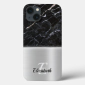 黒エレガント大理石フェイクアート銀金属鋼 Case-Mate iPhoneケース (裏面)