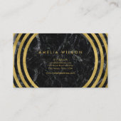 黒エレガント大理石フェイク金ゴールドの丸い線 名刺 (裏面)